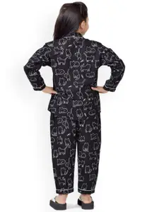 BAESD Girls Printed Long Sleeves Pure Cotton Night Suit