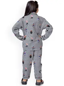 BAESD Girls Striped Pure Cotton Night Suit With Trousers