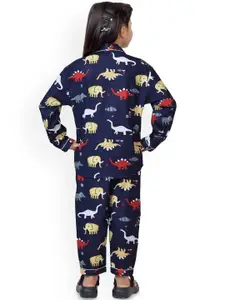 BAESD Girls Printed Long Sleeves Pure Cotton Shirt & Trouser Clothing Set