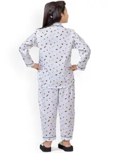 BAESD Girls Printed Pure Cotton Shirt & Pyjama Night suit
