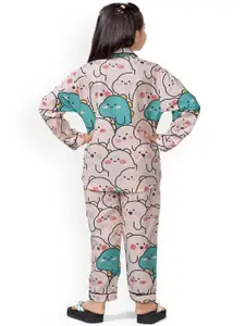 BAESD Girls Printed Pure Cotton Shirt & Trouser Nightsuit