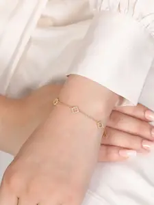 Zavya 925 Pure Silver Gold-Plated Cubic Zirconia Studded Link Bracelet