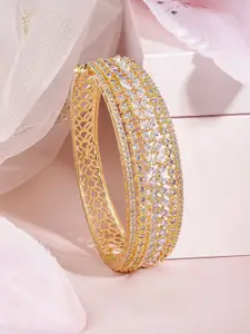 Rubans Gold-Plated Cubic Zirconia-Studded Bangle-Style Bracelet