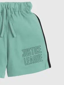 YK X Minute Mirth Boys Pure Cotton Typography Justice League Printed Shorts