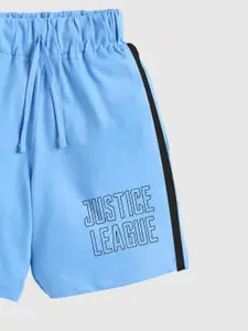 YK X Minute Mirth Boys Pure Cotton Typography Justice League Printed Shorts