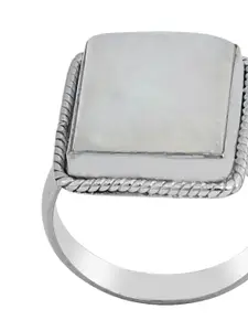 Exotic India Rainbow Moonstone Square Sterling Silver Ring