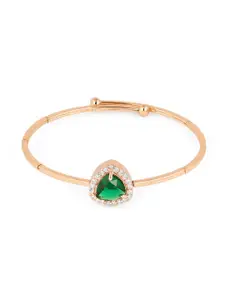 AMI Gold-Plated Cubic Zirconia Studded Kada Bracelet