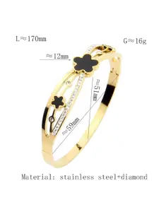 KARISHMA KREATIONS Gold-Plated Stainless Steel Cubic Zirconia Cuff Bracelet