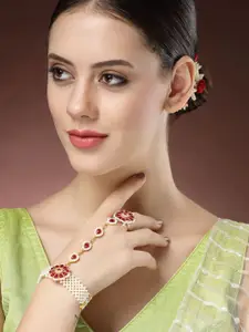 NVR Gold Plated Artificial Stones Ring Bracelet