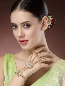 NVR Gold-Plated Cubic Zirconia Studded Ring Bracelet