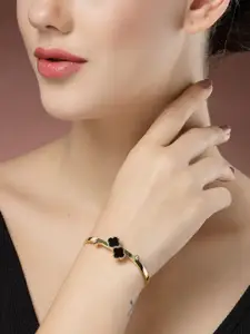 NVR Set of 2 Gold Plated Artificial Stones Cuff Bracelet