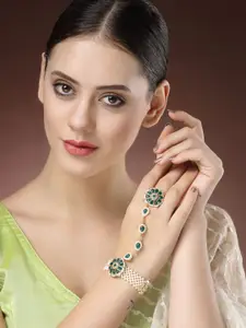 NVR Gold Plated Artificial Stones and Beads Ring Bracelet