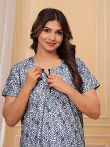 JVSP FASHION Pack Of 2 Printed Cotton Maxi Nightdress