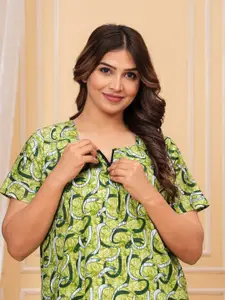 JVSP FASHION Pack Of 2 Printed Pure Cotton Maxi Nightdress