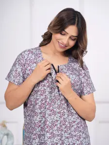 JVSP FASHION Pack Of 2 Printed  Pure Cotton Maxi Nightdress