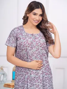 JVSP FASHION  Pack Of 2 Printed  Pure Cotton Maxi Nightdress