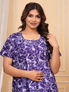 JVSP FASHION Pack Of 2 Women Cotton Printed Maxi Nightdress