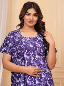 JVSP FASHION Pack Of 2 Women Cotton Printed Maxi Nightdress