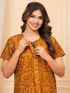 JVSP FASHION Women Pack Of 2 Pure Cotton Printed Maxi Nightdress