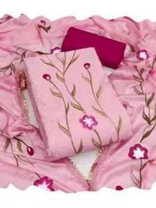 MANVAA Floral Embroidered Sequinned Unstitched Dress Material