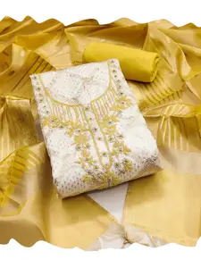 MANVAA Floral Embroidered Beads and Stones Unstitched Dress Material