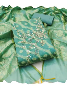 MANVAA Ethnic Motifs Woven Design Beads and Stones Unstitched Dress Material