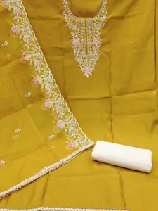 MANVAA Floral Embellished Thread Work Unstitched Dress Material