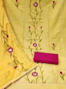 MANVAA Floral Printed Sequinned Unstitched Dress Material