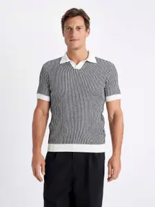 DeFacto Men Striped Polo Collar Monochrome Pockets T-shirt