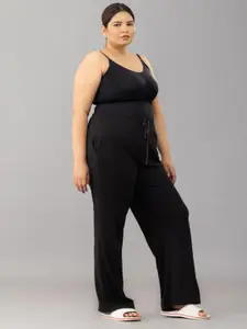 CUPID Plus Size Women Cotton Straight Fit High-Rise Lounge Pants