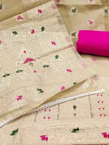 KALINI Floral Woven Design Zari Unstitched Dress Material