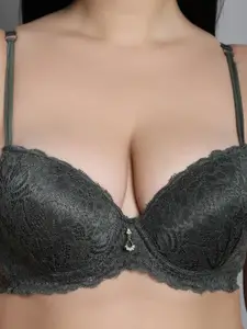 MAKCLAN Floral Bra Medium Coverage Underwired Lightly Padded