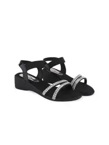 Shoetopia Girls Textured Party Flatform Sandals