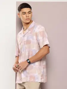 Kook N Keech Men Relaxed Abstract Printed Pure Cotton Cuban Collar Casual Shirt