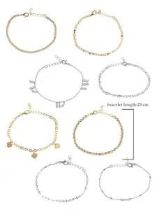 ToniQ Set of 8 Gold And Silver Plated Link Bracelets