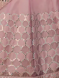 Fusionic Embroidered Mirror Work Semi-Stitched Lehenga & Unstitched Blouse With Dupatta