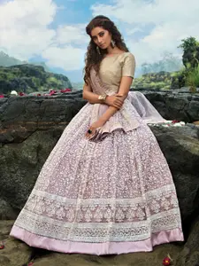 Fusionic Embroidered Thread Work Semi-Stitched Lehenga & Unstitched Blouse With Dupatta