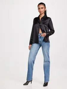 Dracht Women Spread Collar Solid Polyester Relaxed Fit Casual Shirt