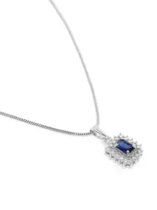 Estele Rhodium-Plated Geometric CZ Pendant with Chain