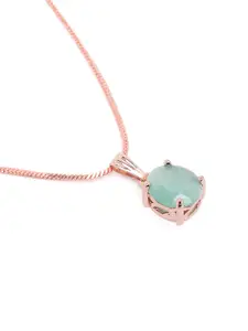 Estele Rose Gold-Plated CZ-Studded Geometric Pendant with Chain