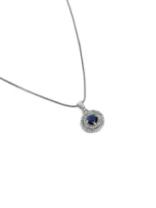 Estele Rhodium-Plated Circular CZ Pendant with Chain