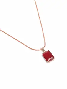 Estele Rose Gold-Plated Geometric CZ Pendant with Chain