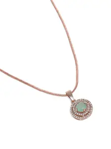 Estele Rose Gold-Plated Circular CZ Pendant with Chain