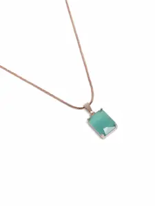 Estele Rose Gold-Plated Geometric CZ Pendant with Chain
