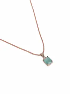 Estele Rose Gold-Plated Geometric CZ Pendant with Chain