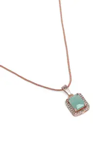 Estele Rose Gold-Plated Geometric CZ Pendant with Chain