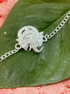 trueBrowns Men 925 Sterling Silver Ganesh Idol Silver Chain Bracelet