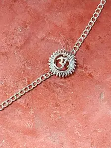 trueBrowns Men 925 Sterling Silver Om Silver Chain Bracelet
