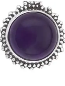 Exotic India Precious Amethyst Gemstone Sterling Silver Studded Pendant