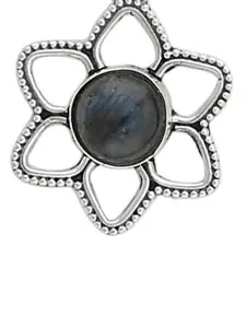 Exotic India Faceted Precious Labradorite Gemstone Sterling Silver Studded Pendant